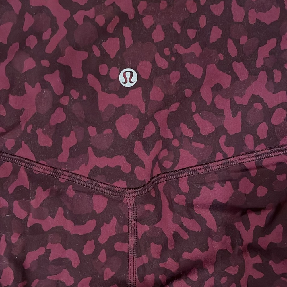 Lululemon maroon leopard camouflage leggings. Size 2